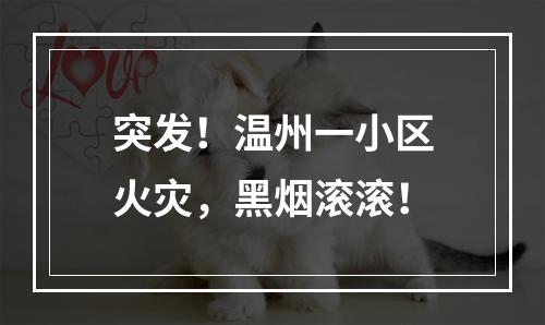 突发！温州一小区火灾，黑烟滚滚！