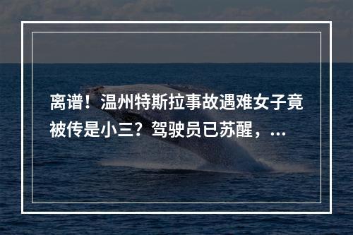 离谱！温州特斯拉事故遇难女子竟被传是小三？驾驶员已苏醒，家属首度公开回 ...