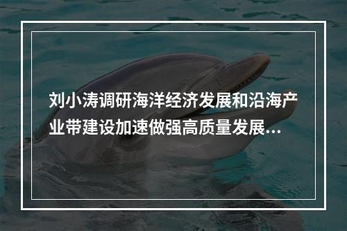 刘小涛调研海洋经济发展和沿海产业带建设加速做强高质量发展的新引擎新动能