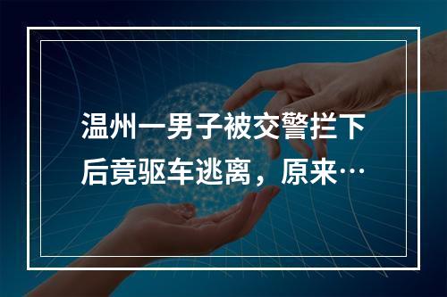 温州一男子被交警拦下后竟驱车逃离，原来…