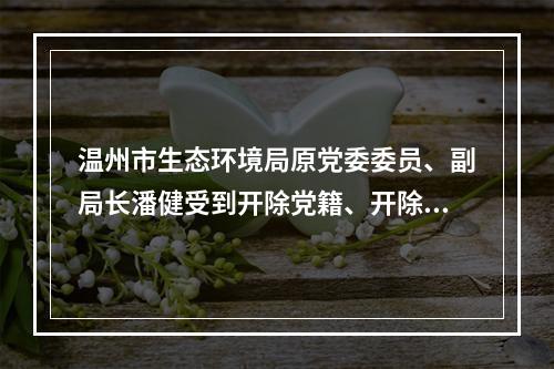 温州市生态环境局原党委委员、副局长潘健受到开除党籍、开除公职处分
