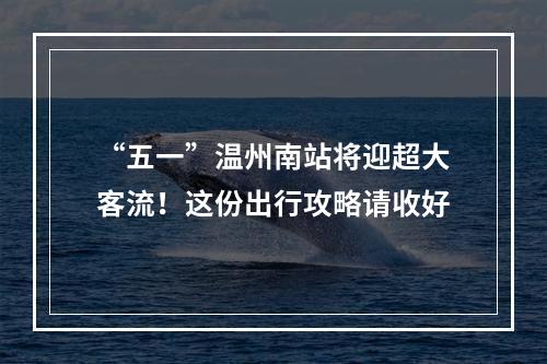 “五一”温州南站将迎超大客流！这份出行攻略请收好