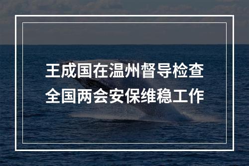 王成国在温州督导检查全国两会安保维稳工作