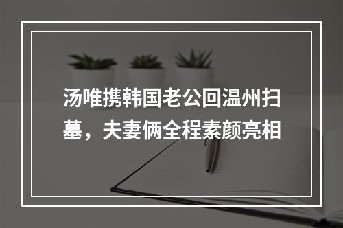 汤唯携韩国老公回温州扫墓，夫妻俩全程素颜亮相
