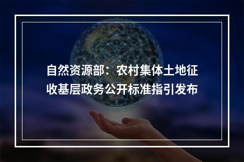 自然资源部：农村集体土地征收基层政务公开标准指引发布