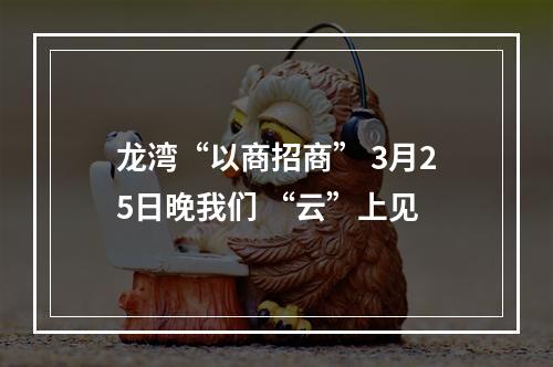 龙湾“以商招商” 3月25日晚我们 “云”上见