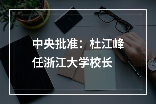 中央批准：杜江峰任浙江大学校长