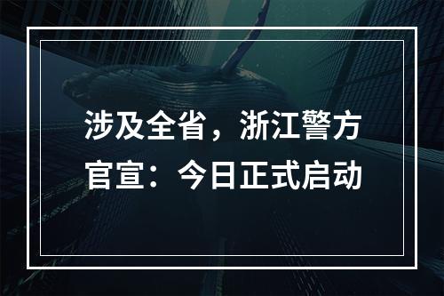 涉及全省，浙江警方官宣：今日正式启动