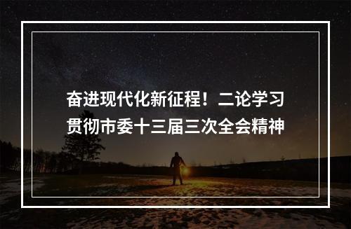 奋进现代化新征程！二论学习贯彻市委十三届三次全会精神