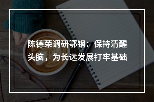 陈德荣调研鄂钢：保持清醒头脑，为长远发展打牢基础