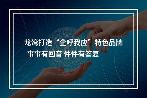 龙湾打造“企呼我应”特色品牌  事事有回音 件件有答复
