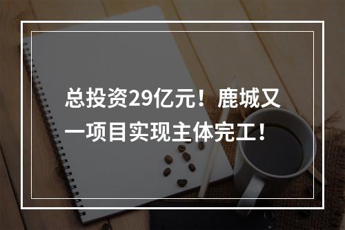 总投资29亿元！鹿城又一项目实现主体完工！