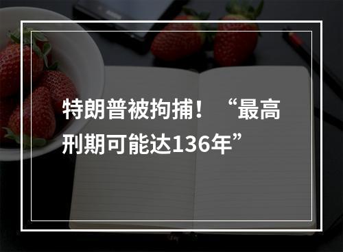 特朗普被拘捕！“最高刑期可能达136年”