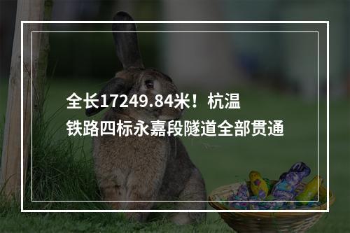 全长17249.84米！杭温铁路四标永嘉段隧道全部贯通