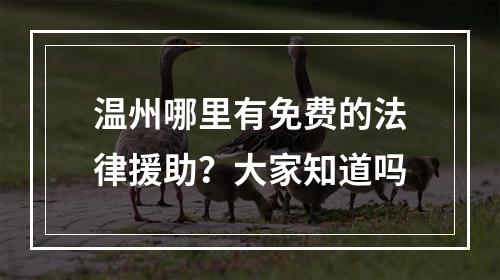 温州哪里有免费的法律援助？大家知道吗