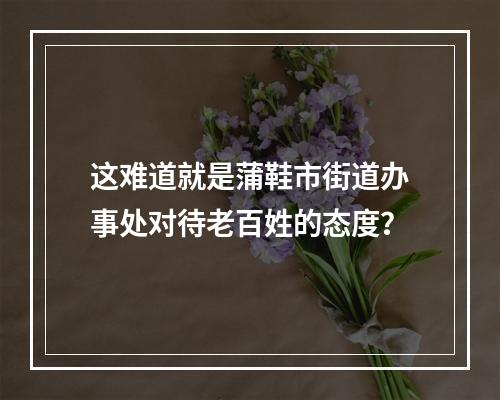 这难道就是蒲鞋市街道办事处对待老百姓的态度？