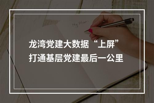 龙湾党建大数据“上屏” 打通基层党建最后一公里
