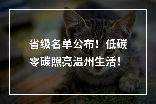 省级名单公布！低碳零碳照亮温州生活！
