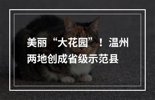 美丽“大花园”！温州两地创成省级示范县