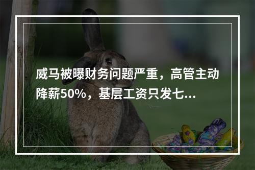 威马被曝财务问题严重，高管主动降薪50%，基层工资只发七成