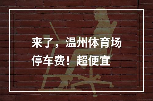 来了，温州体育场停车费！超便宜