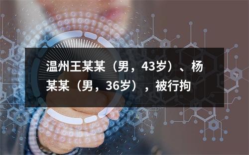 温州王某某（男，43岁）、杨某某（男，36岁），被行拘
