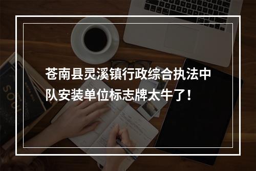 苍南县灵溪镇行政综合执法中队安装单位标志牌太牛了！
