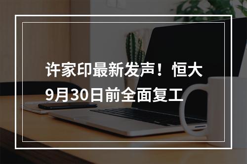 许家印最新发声！恒大9月30日前全面复工