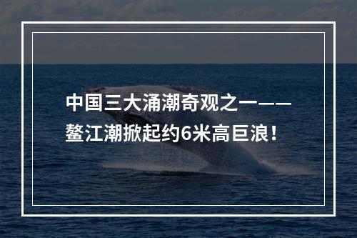 中国三大涌潮奇观之一——鳌江潮掀起约6米高巨浪！