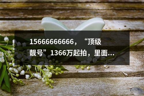 15666666666，“顶级靓号”1366万起拍，里面还有话费余额38万