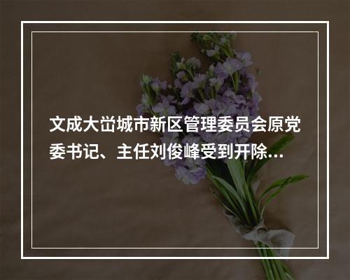 文成大峃城市新区管理委员会原党委书记、主任刘俊峰受到开除党籍、开除公职 ...