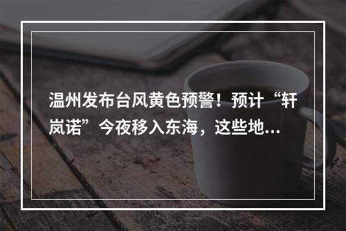 温州发布台风黄色预警！预计“轩岚诺”今夜移入东海，这些地方有降水