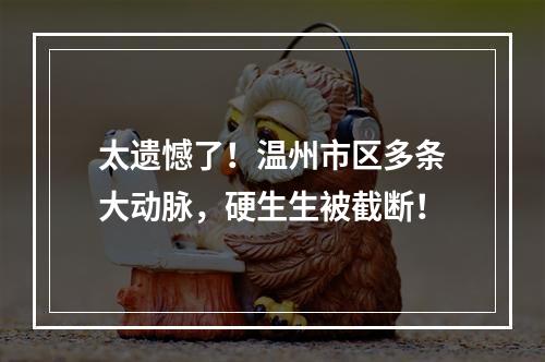 太遗憾了！温州市区多条大动脉，硬生生被截断！