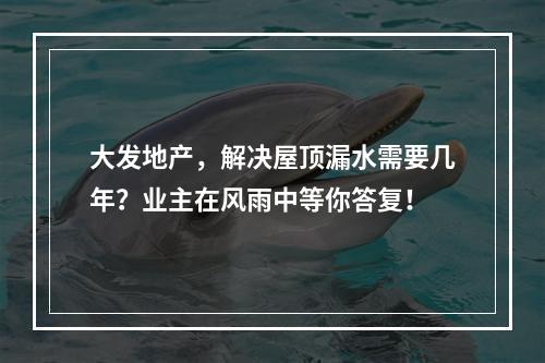 大发地产，解决屋顶漏水需要几年？业主在风雨中等你答复！