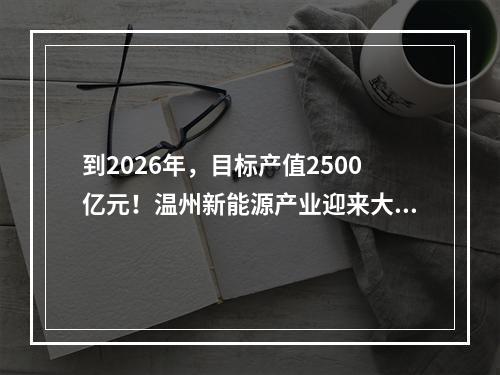 到2026年，目标产值2500亿元！温州新能源产业迎来大发展！