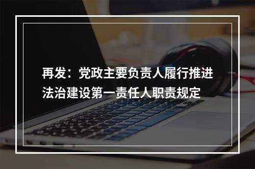 再发：党政主要负责人履行推进法治建设第一责任人职责规定