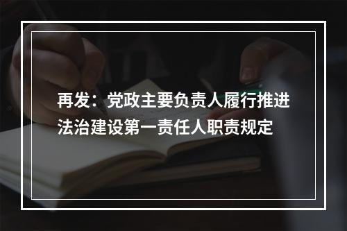 再发：党政主要负责人履行推进法治建设第一责任人职责规定