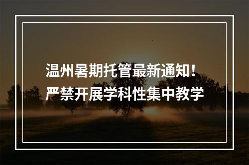 温州暑期托管最新通知！严禁开展学科性集中教学