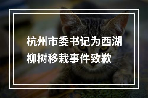 杭州市委书记为西湖柳树移栽事件致歉