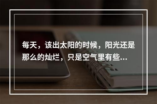 每天，该出太阳的时候，阳光还是那么的灿烂，只是空气里有些涩涩的味道。
