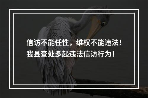 信访不能任性，维权不能违法！我县查处多起违法信访行为！