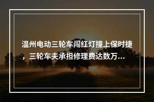 温州电动三轮车闯红灯撞上保时捷，三轮车夫承担修理费达数万元