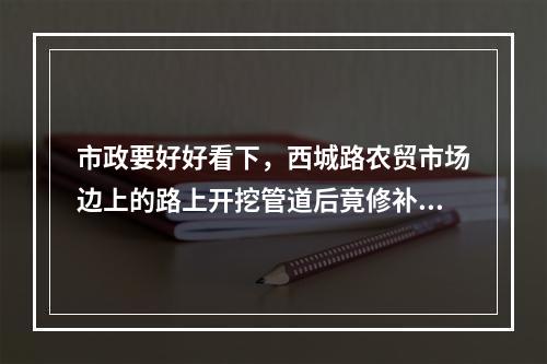 市政要好好看下，西城路农贸市场边上的路上开挖管道后竟修补成这样