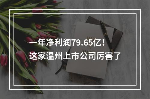 一年净利润79.65亿！这家温州上市公司厉害了