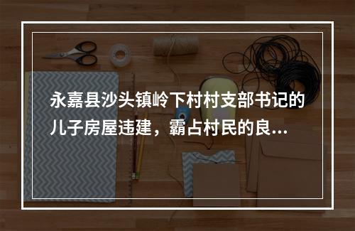 永嘉县沙头镇岭下村村支部书记的儿子房屋违建，霸占村民的良田。