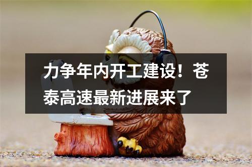 力争年内开工建设！苍泰高速最新进展来了