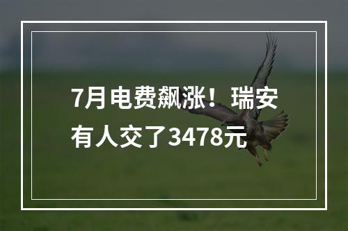 7月电费飙涨！瑞安有人交了3478元