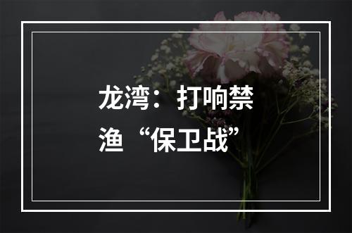 龙湾：打响禁渔“保卫战”