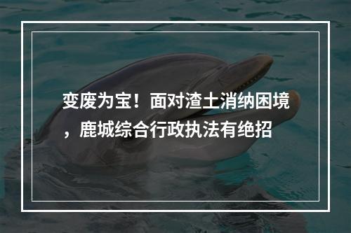 变废为宝！面对渣土消纳困境，鹿城综合行政执法有绝招