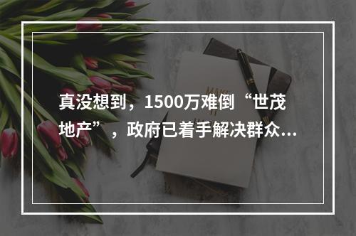 真没想到，1500万难倒“世茂地产”，政府已着手解决群众诉求！